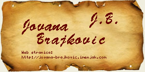 Jovana Brajković vizit kartica